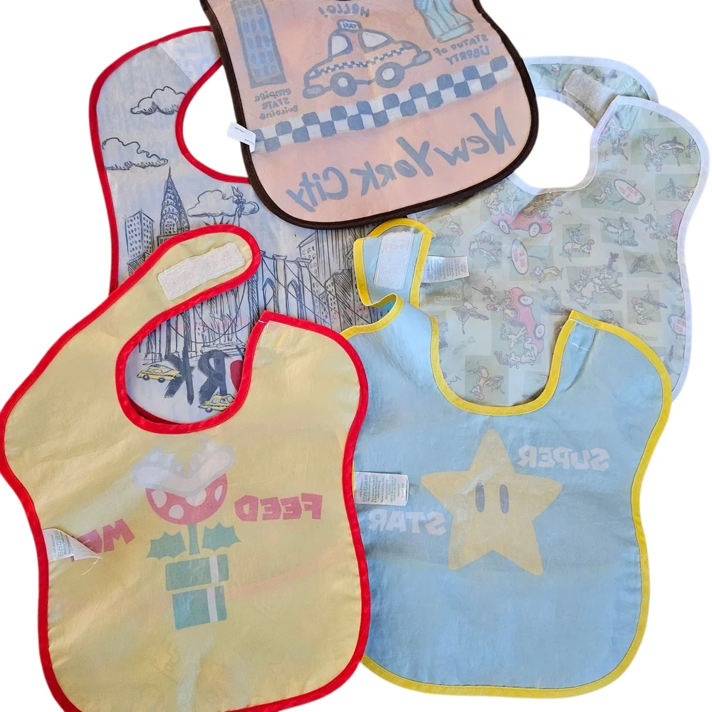 Bumkins Superbib Lot Mario Brothers Dr Suess NYC Waterproof‎ Baby Boy Bibs